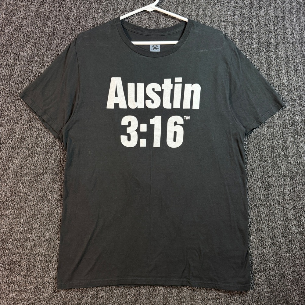 WWE Stone Cold Steve Austin 3:16 Skull Graphic T-Shirt Men's‎ L Black Wrestling
